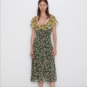 Zara floral off the shoulder dress